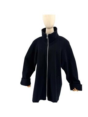 Vintage 80s Herman Kay Black Wool Swing Coat